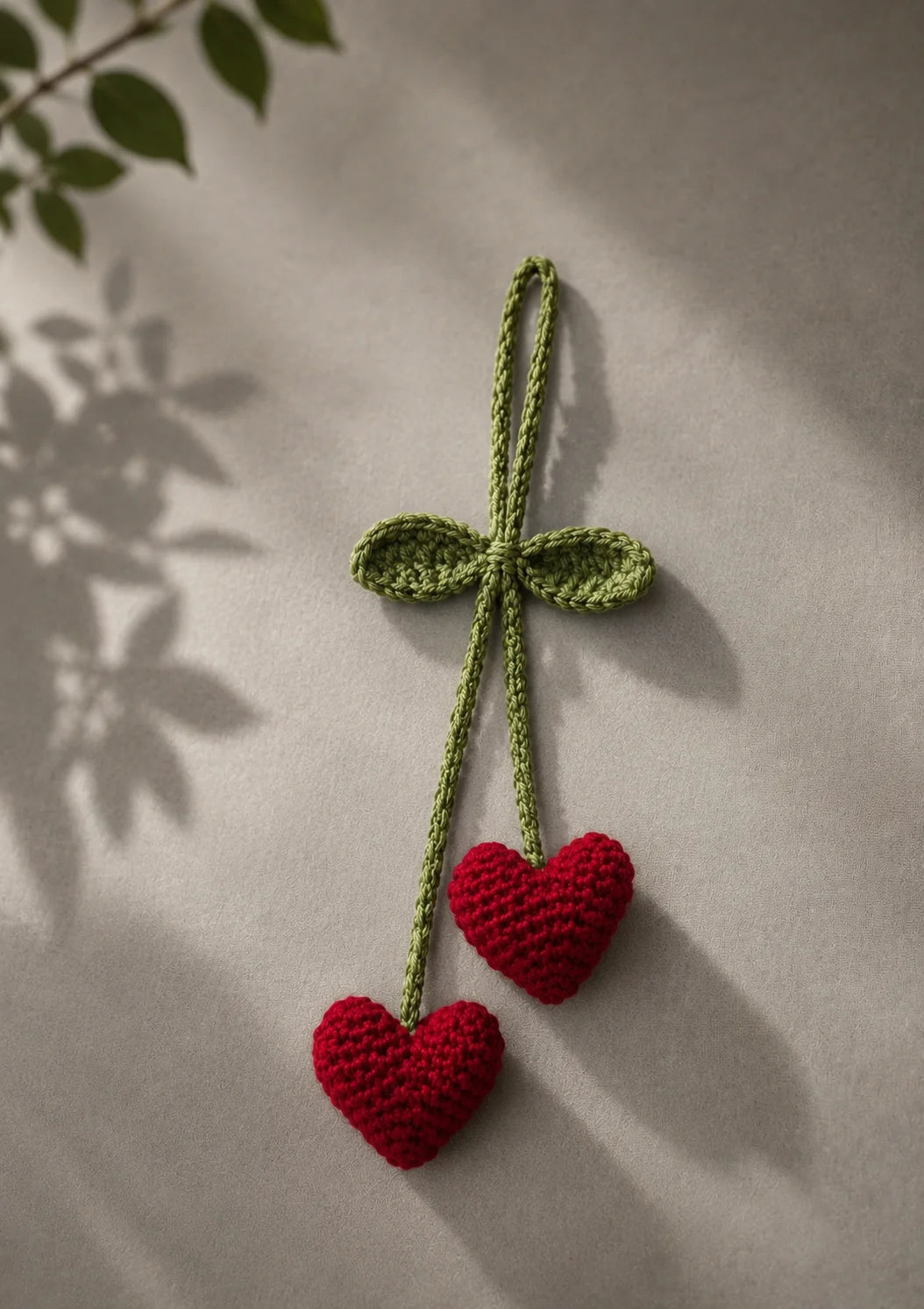 Heart Vine Crochet Bag Charm