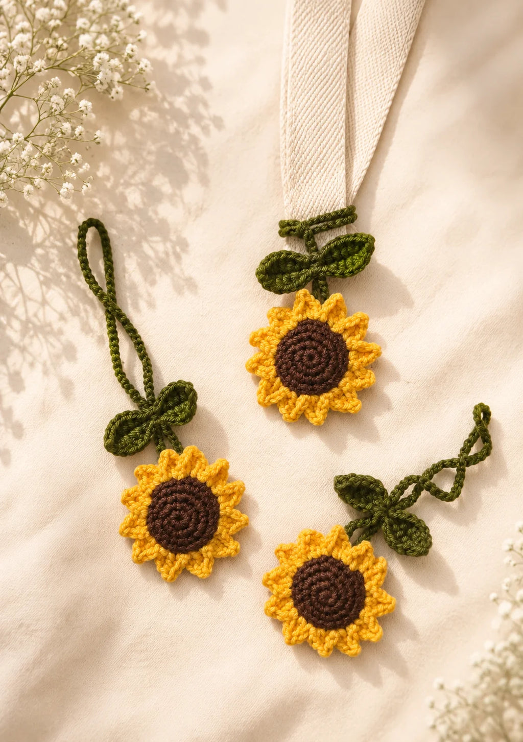 Sunny Flower Crochet Bag Charm