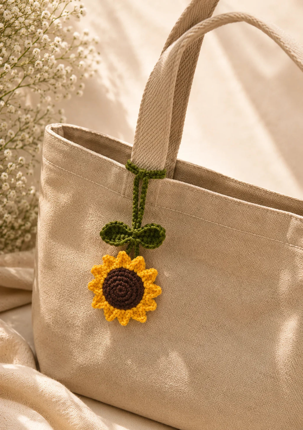Sunny Flower Crochet Bag Charm
