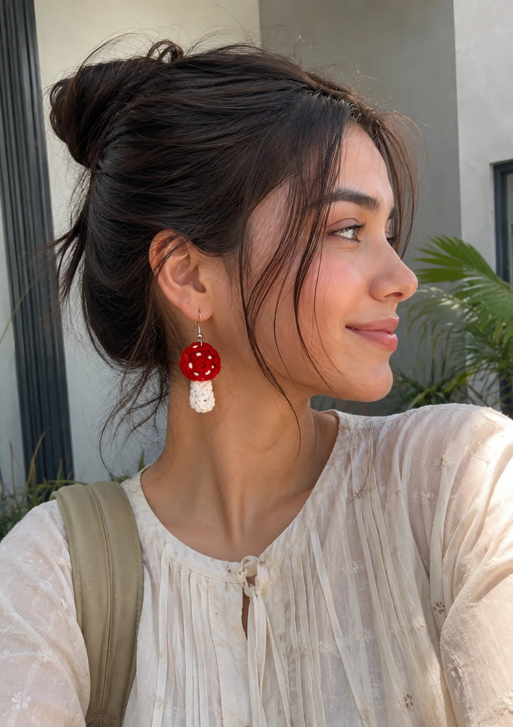 Little Forest Mushroom Crochet Earrings