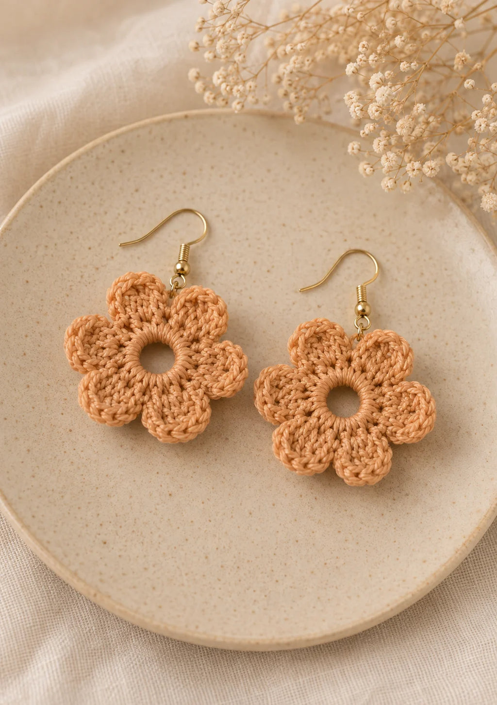 Peach Blossom Crochet Earrings