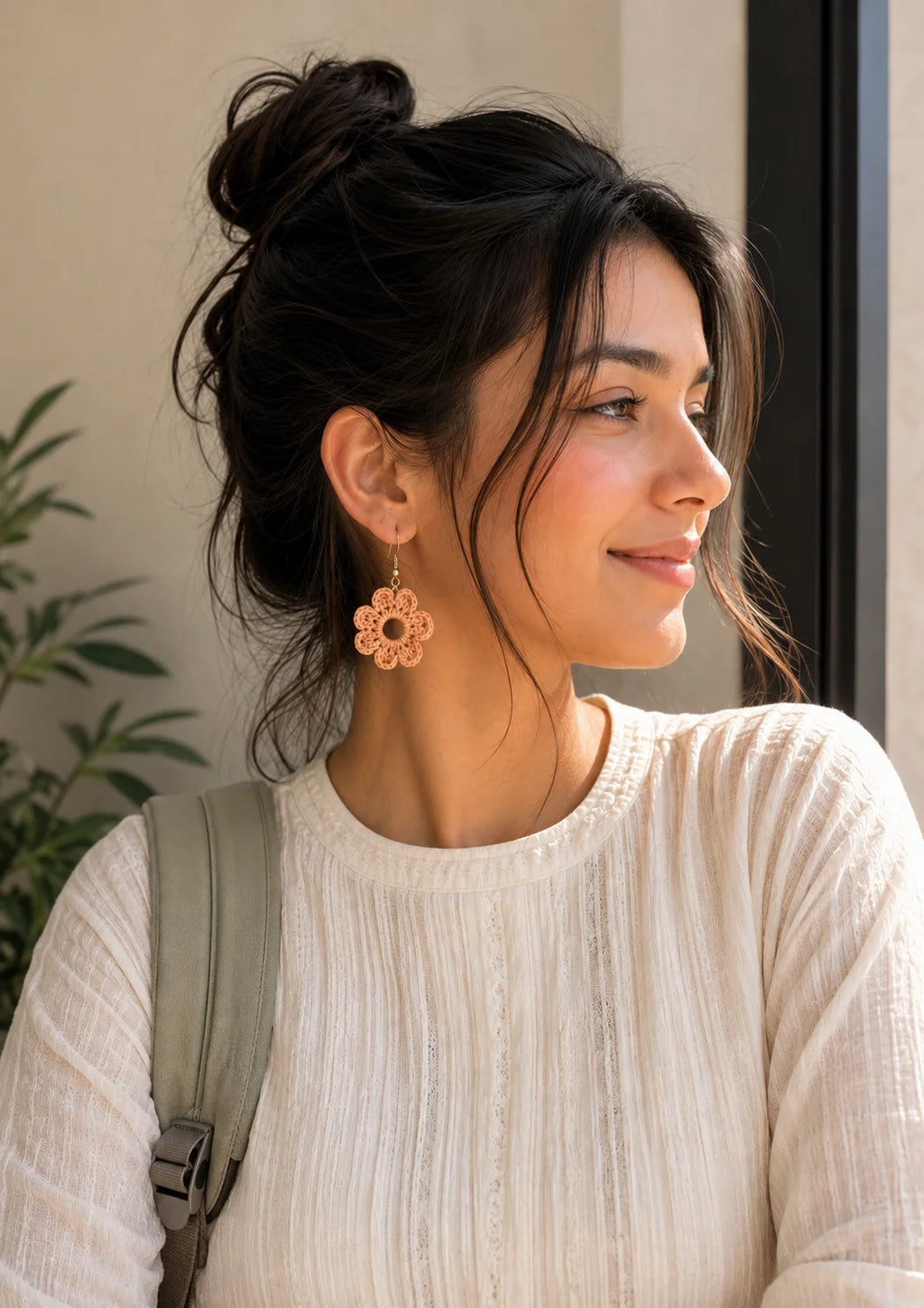 Peach Blossom Crochet Earrings