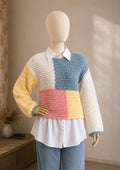 Pastel Grid Colorblock Crochet Top
