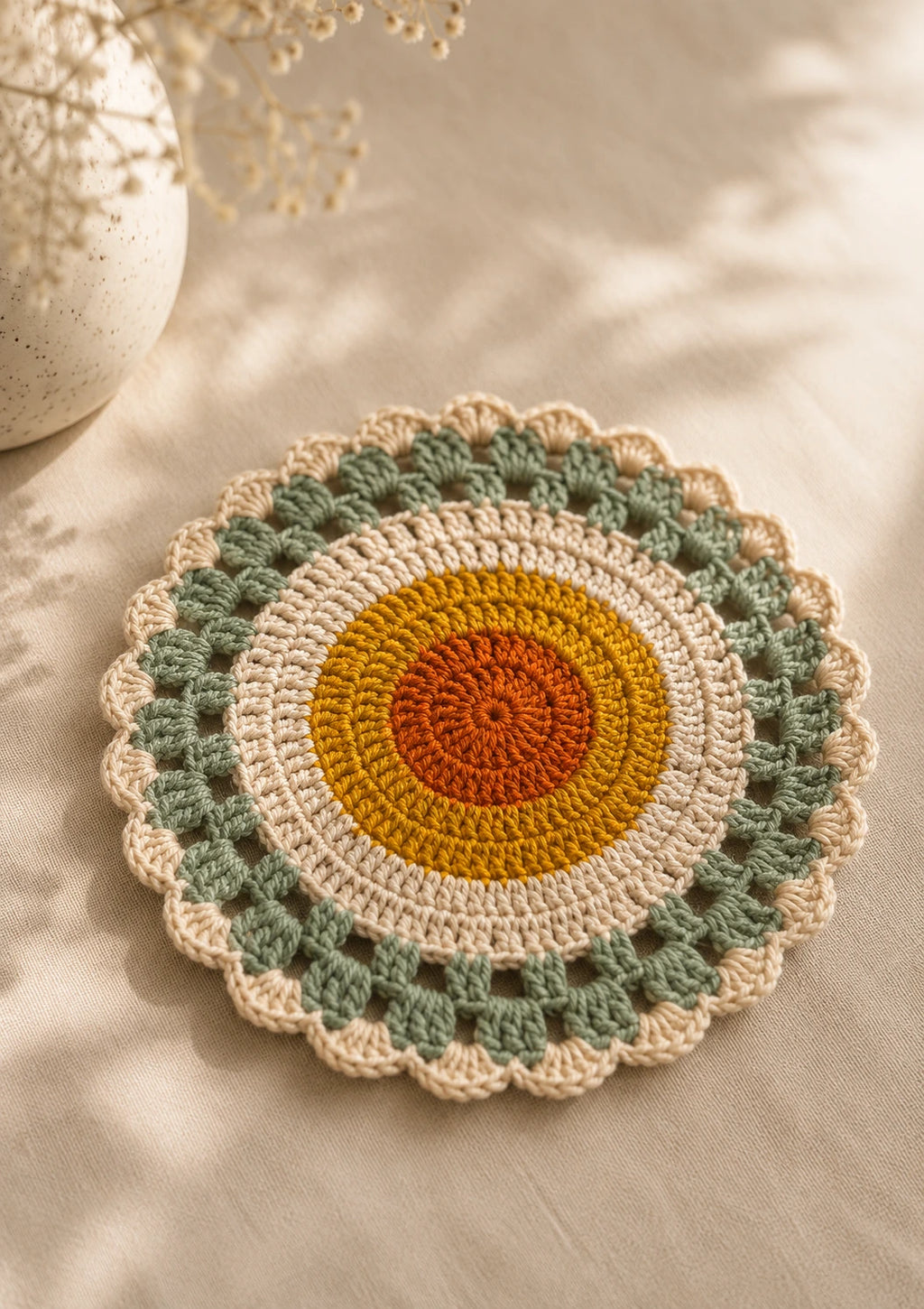 Multi-color Floral Table Runner with 6 Placemats