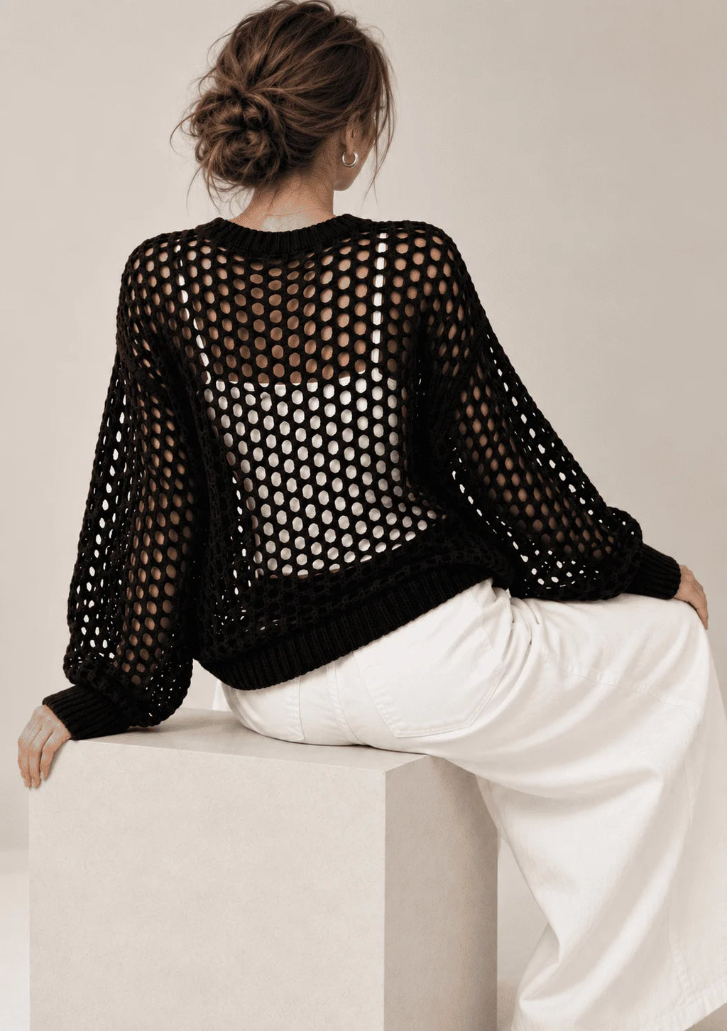 Noir Mesh Crochet Top