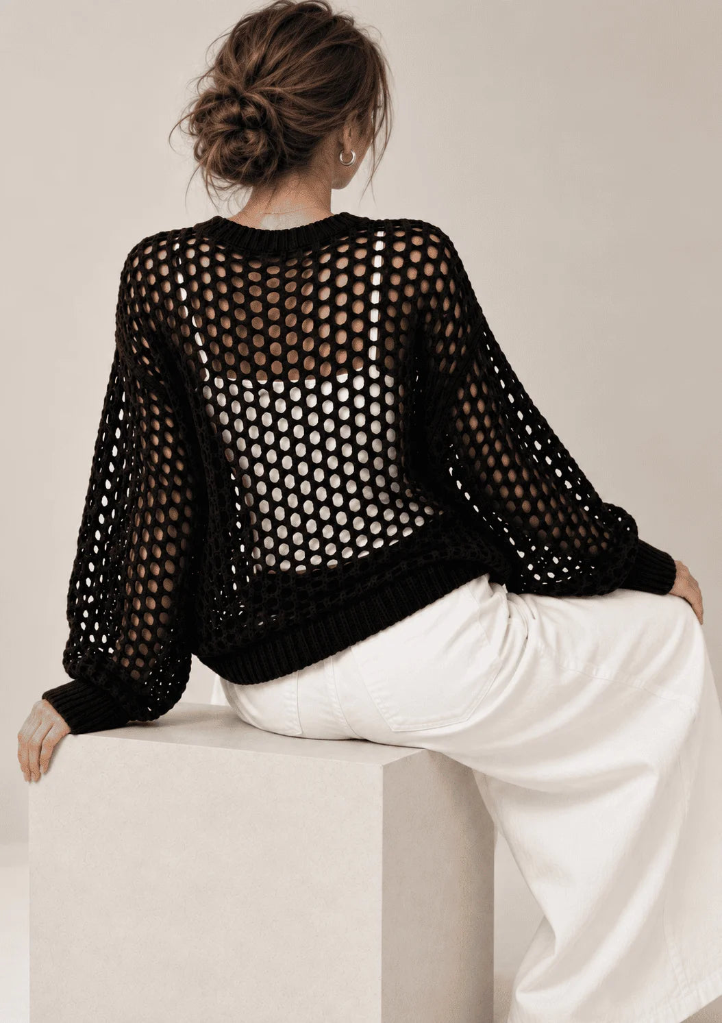 Noir Mesh Crochet Top