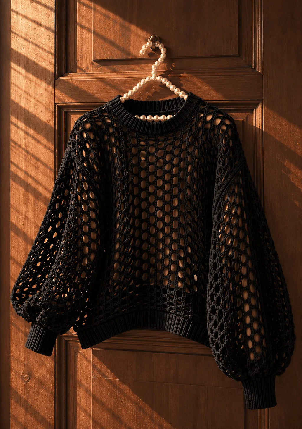 Noir Mesh Crochet Top