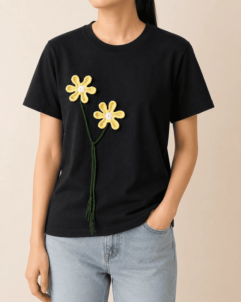 Daisy Floral Crochet T-shirt