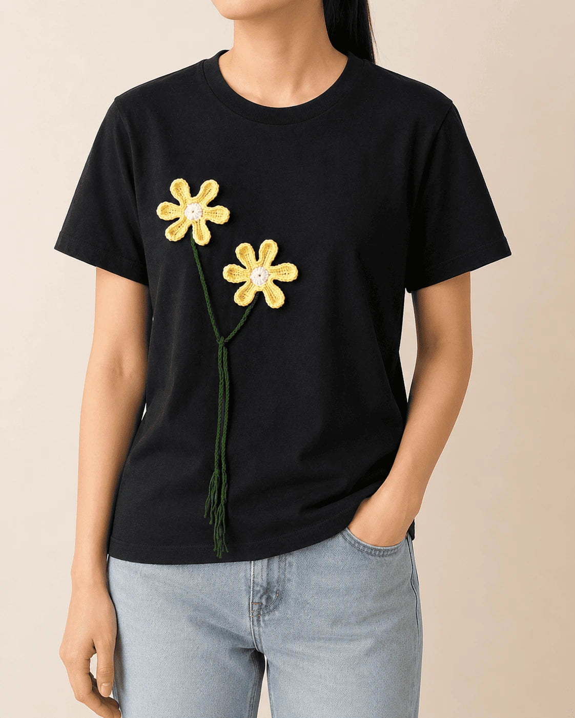 Daisy Floral Crochet T-shirt