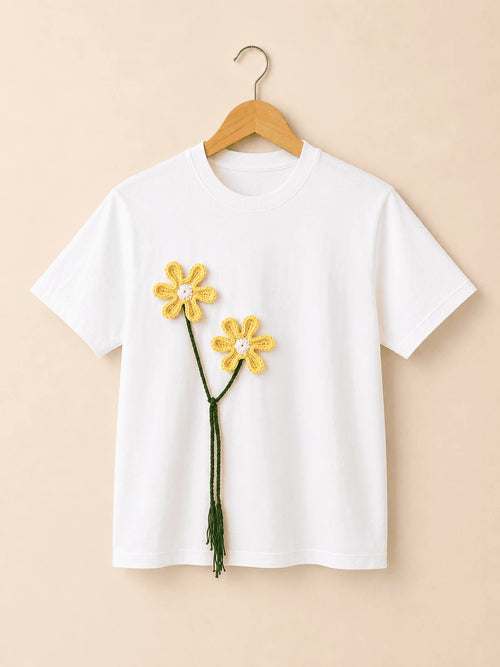 Daisy Floral Crochet T-shirt