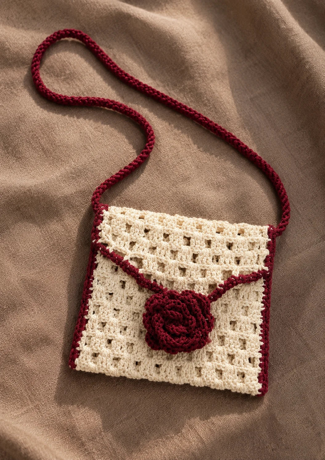 Off-white and Royal Maroon Cross Bag