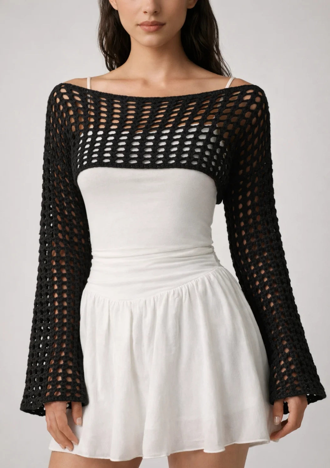 Noir Premium Crochet Shrug